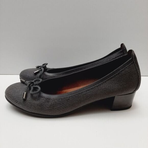 HISPANITAS Spain Textured Chunky Block Heel Pumps w/ Bow Grey Sz 9.5 | Eur 41 - Picture 9 of 16